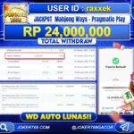Bukti JP Joker768 Rp24.000.000 dari Mahjong Ways Pragmatic Play WD Auto Lunas