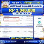 BUKTI JP JOKER768 GATES OF OLYMPUS 1000 RP 3.040.000 WD AUTO LUNAS
